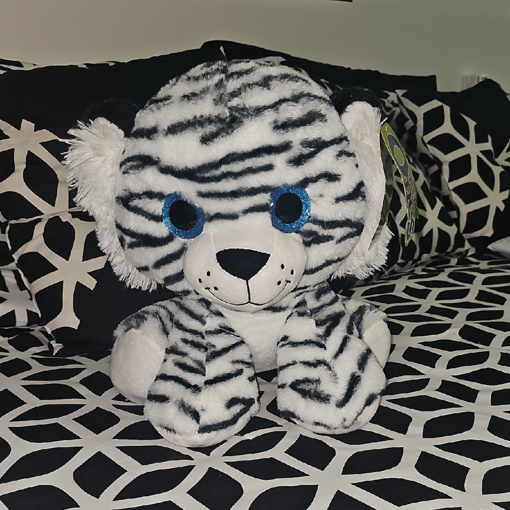 NWT Plush White and Black Tiger Toy 12"tall ⚡️